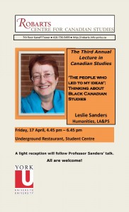 Leslie Sanders Third Annual Robarts Lecture